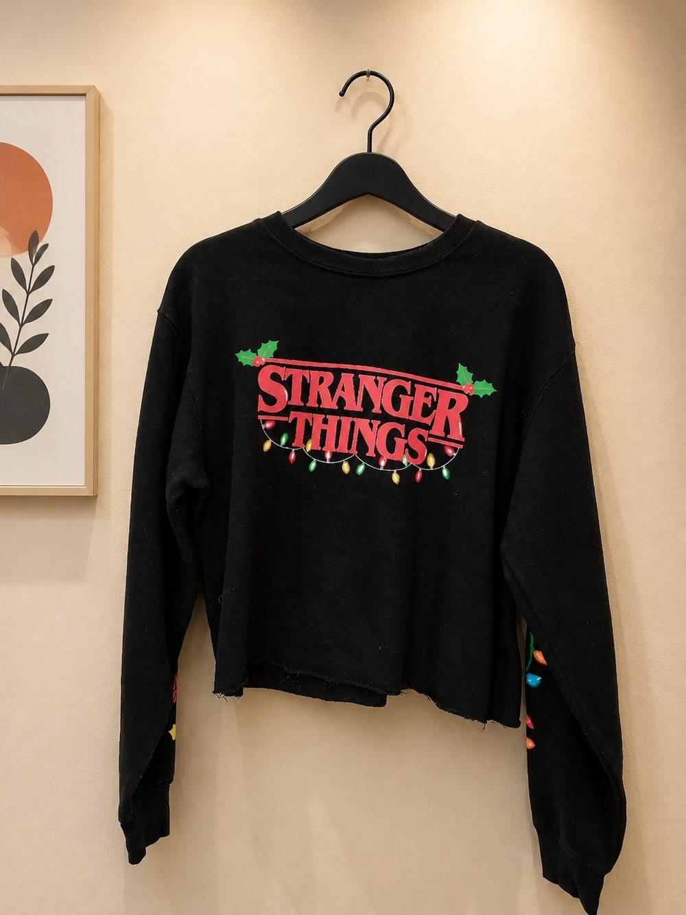 Stranger Things Black Crop Sweatshirt